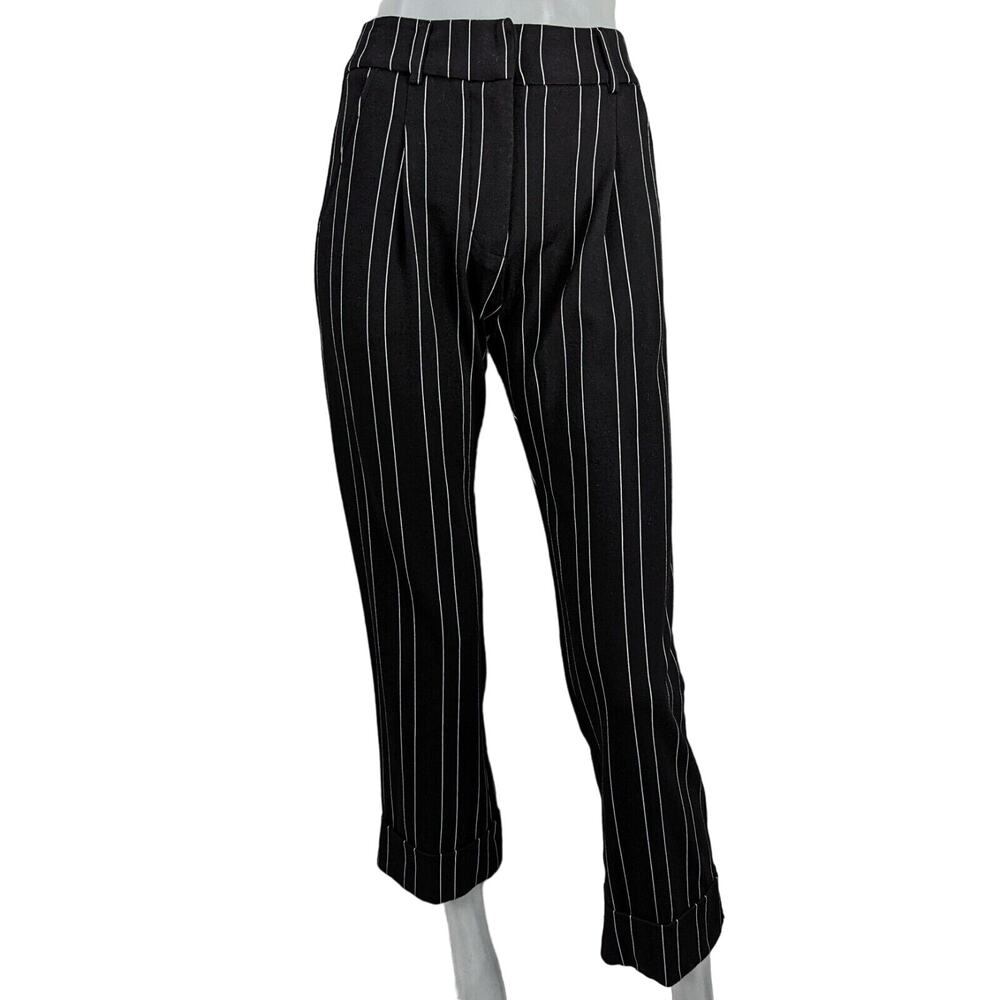 I AM GIA Ankle Cuffed Pants in Black Striped Women's size XS